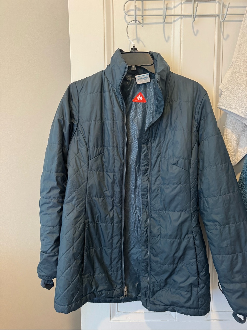 Columbia Quilted Puffer Jacket - Slate Teal Blue - Size S - Omniheat Interchange